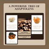 Howlin Java Mushroom Coffee, Premium Ground Coffee with 1 gram each of Lion's Mane, Chaga, and Cordyceps. Increase Energy, Focus, and Immunity