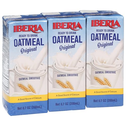 Iberia Oatmeal Drink, Ready-to-Drink, Shelf Stable, Good Source of Calcium, Original Oatmeal Smoothie 6.8 fl oz Single Serve Pack (Pack of 3)