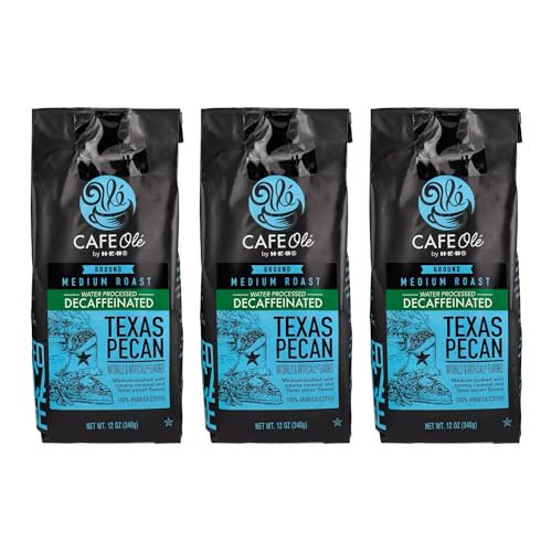 Cafe Ole - Texas Pecan Decaffeinated Coffee - Ground Decaf - 12 oz. (3 Pack)