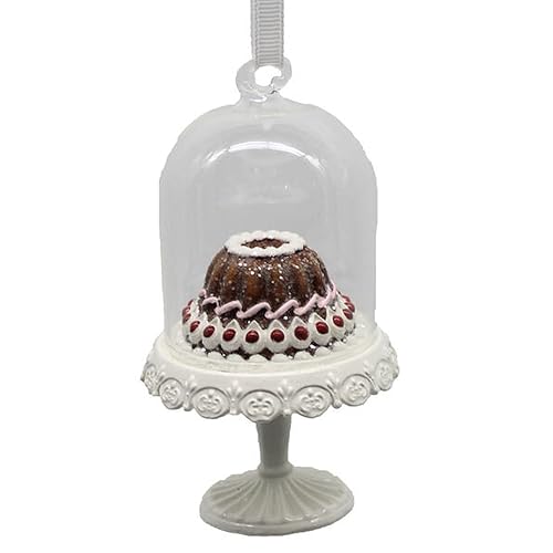 December Diamonds Gingerbread Sweet Shoppe Chocolate Gingerbread Cake in Cloche Ornament - Scrumptious Holiday Ornament