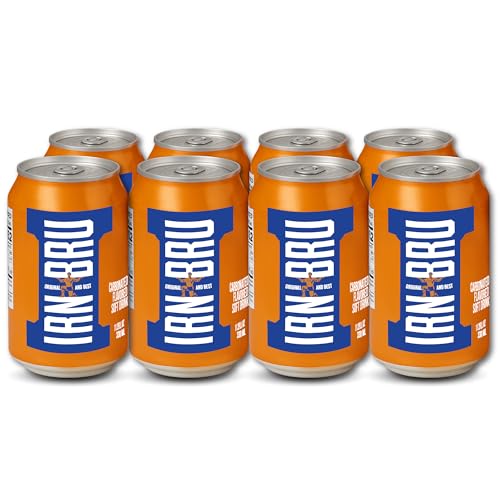 IRN-BRU Original Scottish Sparkling Soda, Citrus Flavored Carbonated Drink - Sparkling Flavored Soft Drink, 32 Flavor Recipe, 11.1 fl oz Cans, Pack