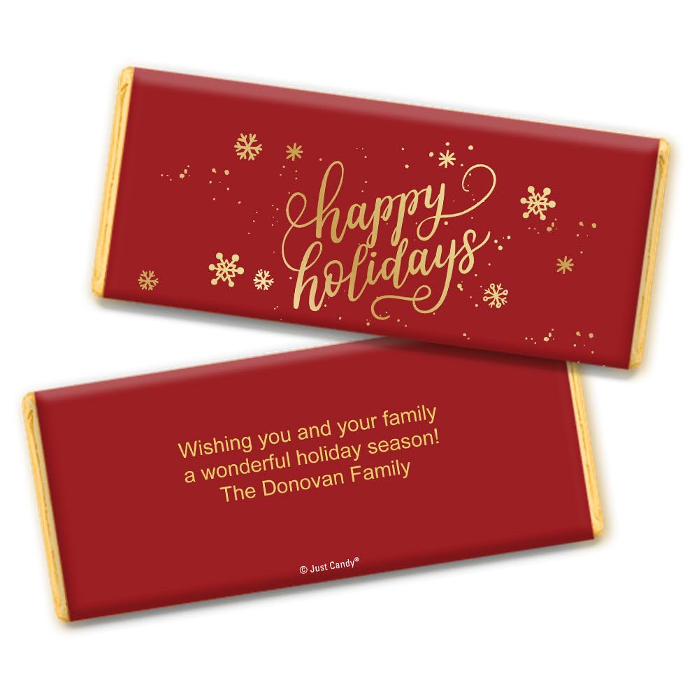 Christmas Candy Personalized Happy Holidays Chocolate Bars (36 Count)