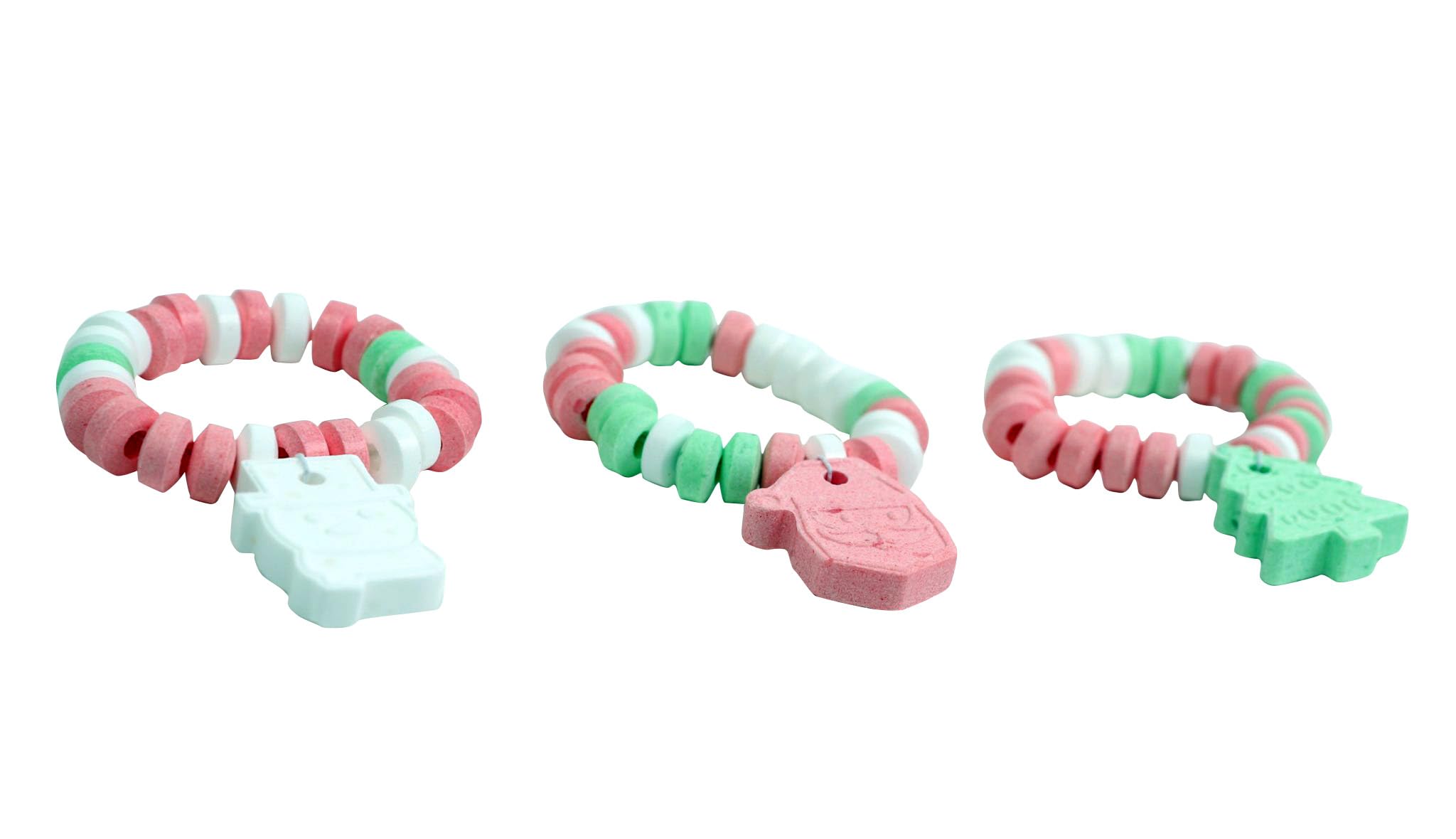 Christmas Candy Bracelets - Holiday Themed Candy for Kids - Bulk 24 Count Individually Wrapped Santa, Snowman, Christmas Tree Bracelets - Stocking