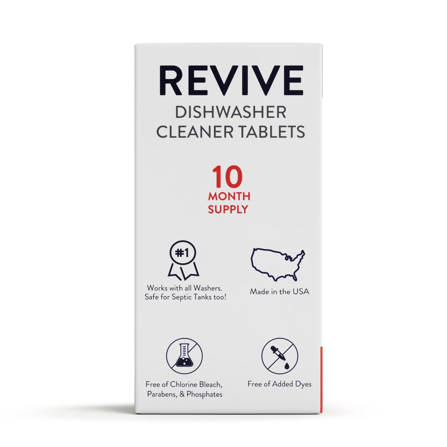 Immunity Boost Washing Dishwasher Cleaner Tablets 10ct by Revive Essential Oils - 10 Month Supply, Synthetic Fragrance Free, Removes Limescale, Grease