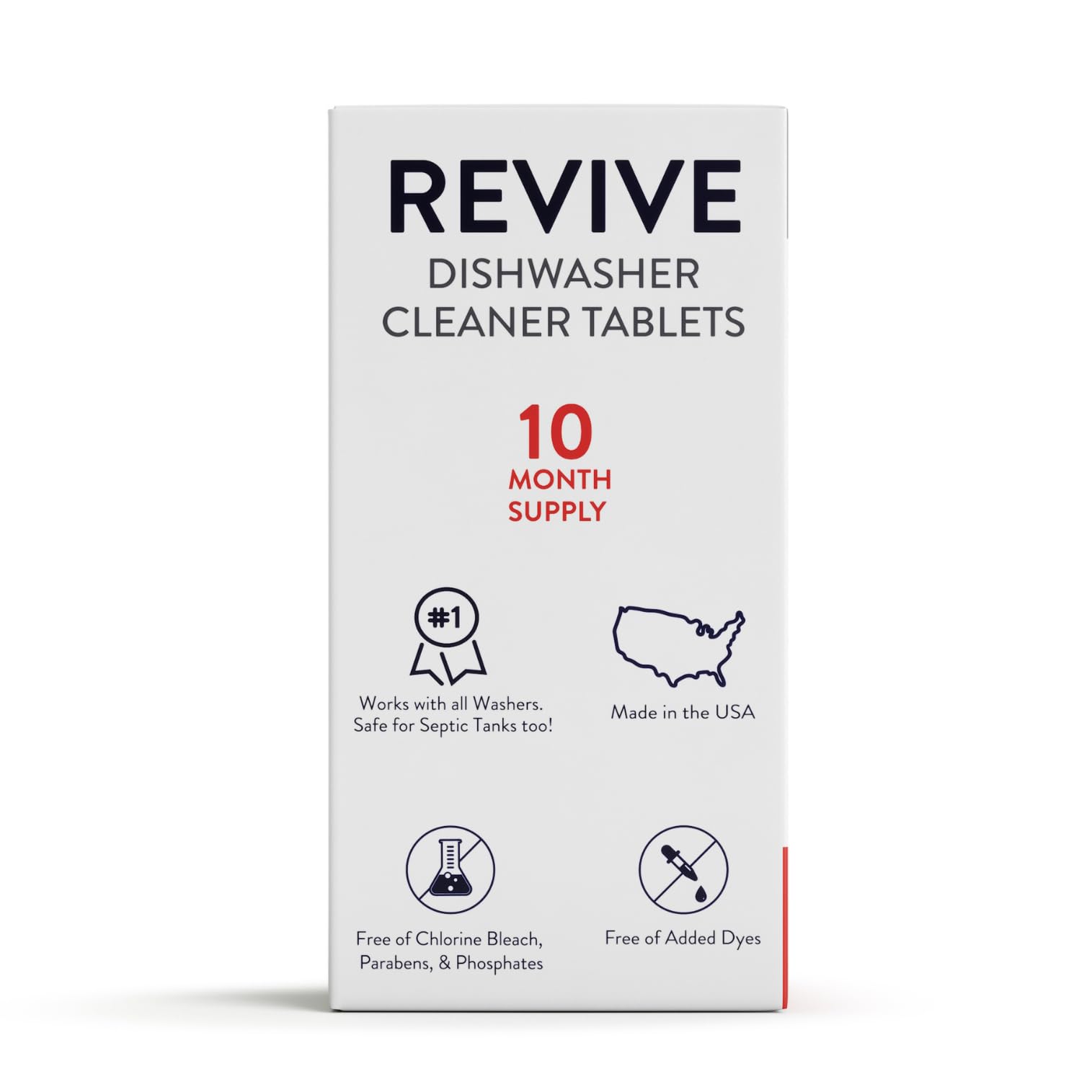 Immunity Boost Washing Dishwasher Cleaner Tablets 10ct by Revive Essential Oils - 10 Month Supply, Synthetic Fragrance Free, Removes Limescale, Grease