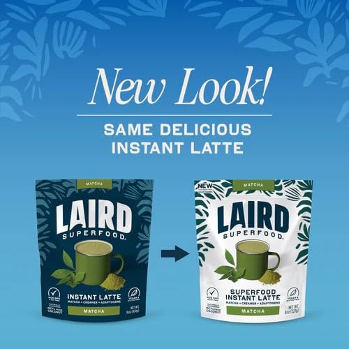 Laird Superfood Matcha Instant Latte with Adaptogens - Matcha Latte Green Tea Powder Packed with Antioxidants and Superfood Coconut Creamer - Gluten