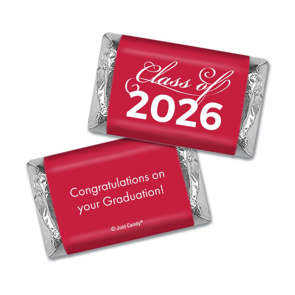 136 Pcs Red Graduation Class Of 2026 Wrapped Miniatures (2.5lb Bag)