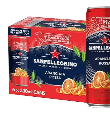 San Pellegrino Sparkling Fruit Beverages Variety Pack, 11.15 fl oz Cans - 24 Pack - Blood Orange, Lemon, Prickly Pear & Pomegranate Orange