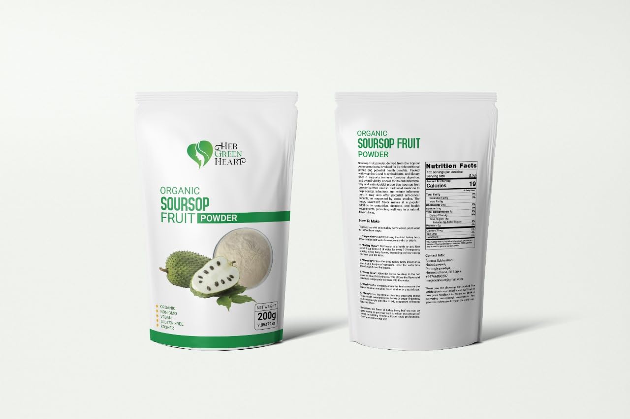 Soursop Fruit Powder - 100% Pure, Dried Soursop (Graviola) Fruit Powder for Smoothies, Teas & Culinary Use