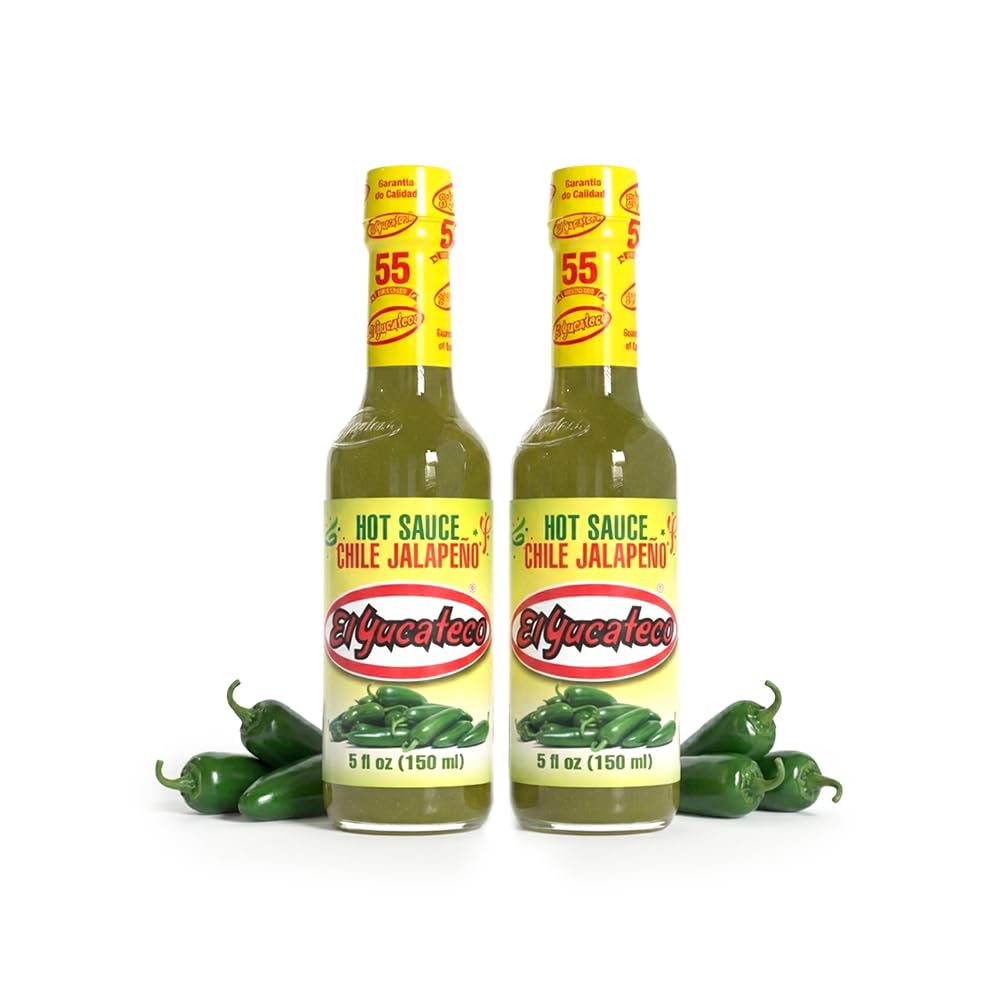 El Yucateco Jalapeño Hot Sauce, Authentic Mexican Green Jalapeño Pepper Sauce, Mild Heat, 5 fl oz, Pack of 2