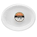 White Oval Plates - 12.25" x 9.75" (Pack Of 20) - Premium Heavyweight Plastic Plates Perfect For Parties & Events