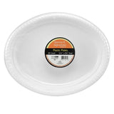 White Oval Plates - 12.25" x 9.75" (Pack Of 20) - Premium Heavyweight Plastic Plates Perfect For Parties & Events