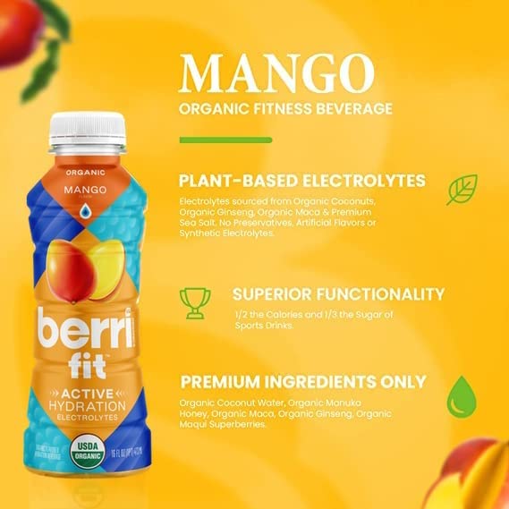 Berri Fit Mango Organic Sports Drink Alternative with Natural Plant-Based