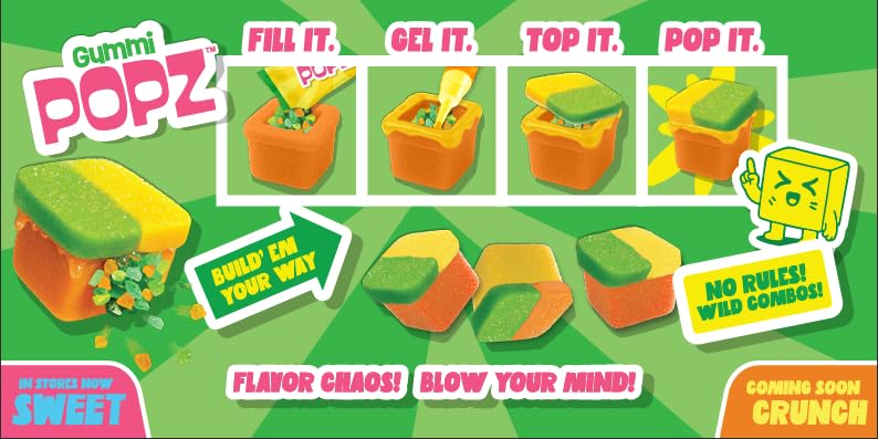Gummi Popz Popping Gummy Candy, Citrus Sour - Individually Wrapped, 12 Pack (1.8 oz Each) - Party Candy & Party Favors for Birthdays, Holidays