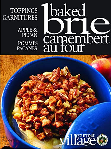 Gourmet du Village, White Ceramic Brie Baker with Handles Gift Set with Apple Pecan Topping