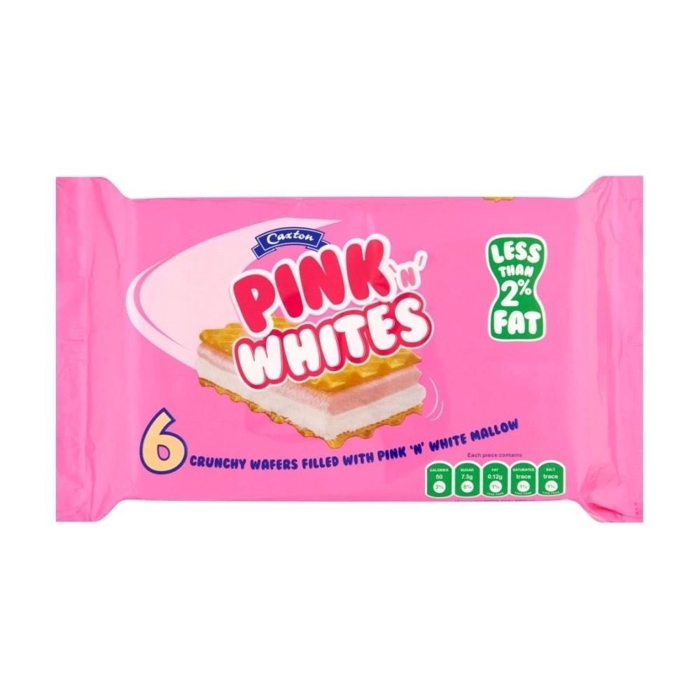 Caxton Pink 'N' Whites Wafers (6 per pack - 85g) - Pack of 2
