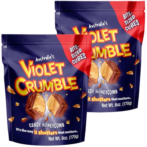 Violet Crumble 170 Grams x Two Multi Packs (340g total). Bite size Honey Comb Chunks Coated in Dairy Milk Chocolate. Imported from Australia