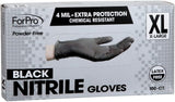 ForPro Disposable Nitrile Gloves, Chemical Resistant, Powder-Free, Latex-Free, Non-Sterile, Food Safe, 4 Mil, Black, X-Large, 1000-Count
