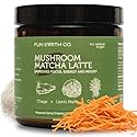 Fun Earth Matcha Mushroom Latte, Ceremonial Grade Matcha Blended with Lion’s Mane, Chaga and Cordyceps - Vanilla Strawberry Flavor for Smooth Energy