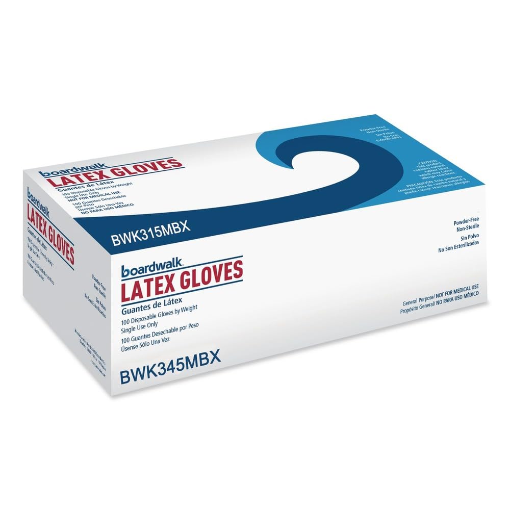 Boardwalk 345MCT General-Purpose Latex Gloves Natural Medium Powder-Free 4 2/5 mil 1000/Ctn