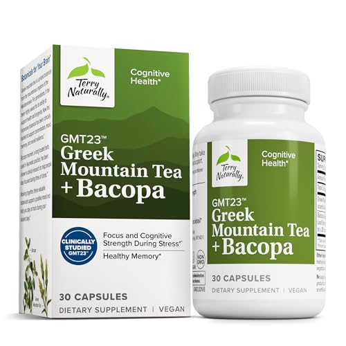 Terry Naturally GMT23 Greek Mountain Tea Plus Bacopa - Dietary Supplement for Focus Support - Brain Health Supplement for Attention to Detail - Herbal