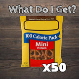 Bulk Mini Pretzels by Snyders, 100 Calorie Individual Packs, .9 oz. by Bussin Boxes (0.9 Ounce, Pack of 50)