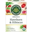 Traditional Medicinals Tea, Organic Hawthorn & Hibiscus, Promotes Heart Health, 16 Tea Bags (1 Pack)