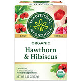 Traditional Medicinals Tea, Organic Hawthorn & Hibiscus, Promotes Heart Health, 16 Tea Bags (1 Pack)