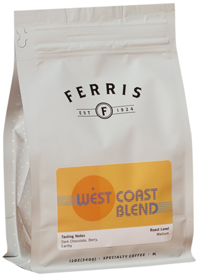 Ferris Coffee & Nut Co, Coffee Whole Bean West Coast Blend, 12 Ounce