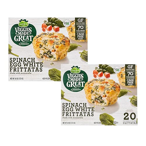 Gourmet Kitchn 2 Set Garden Lites Veggies Made Great Spinach Egg White Frittatas (Pack of 2) - 20 Individually Wrapped Frozen Frittatas in Each Box