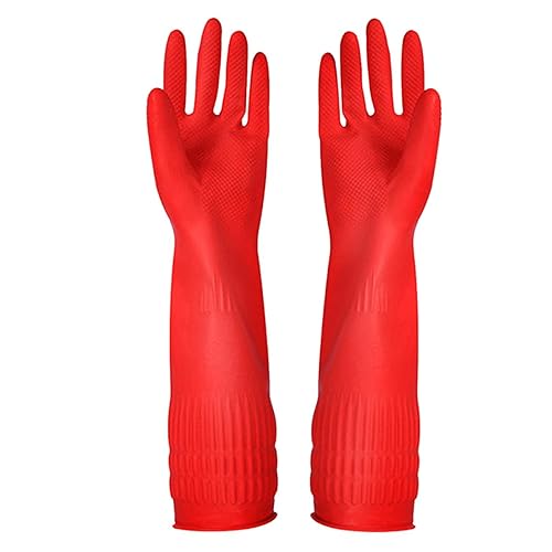 YSLON Rubber Cleaning Gloves Kitchen Dishwashing Glove 3-Pairs,Waterproof Reuseable.(Small)