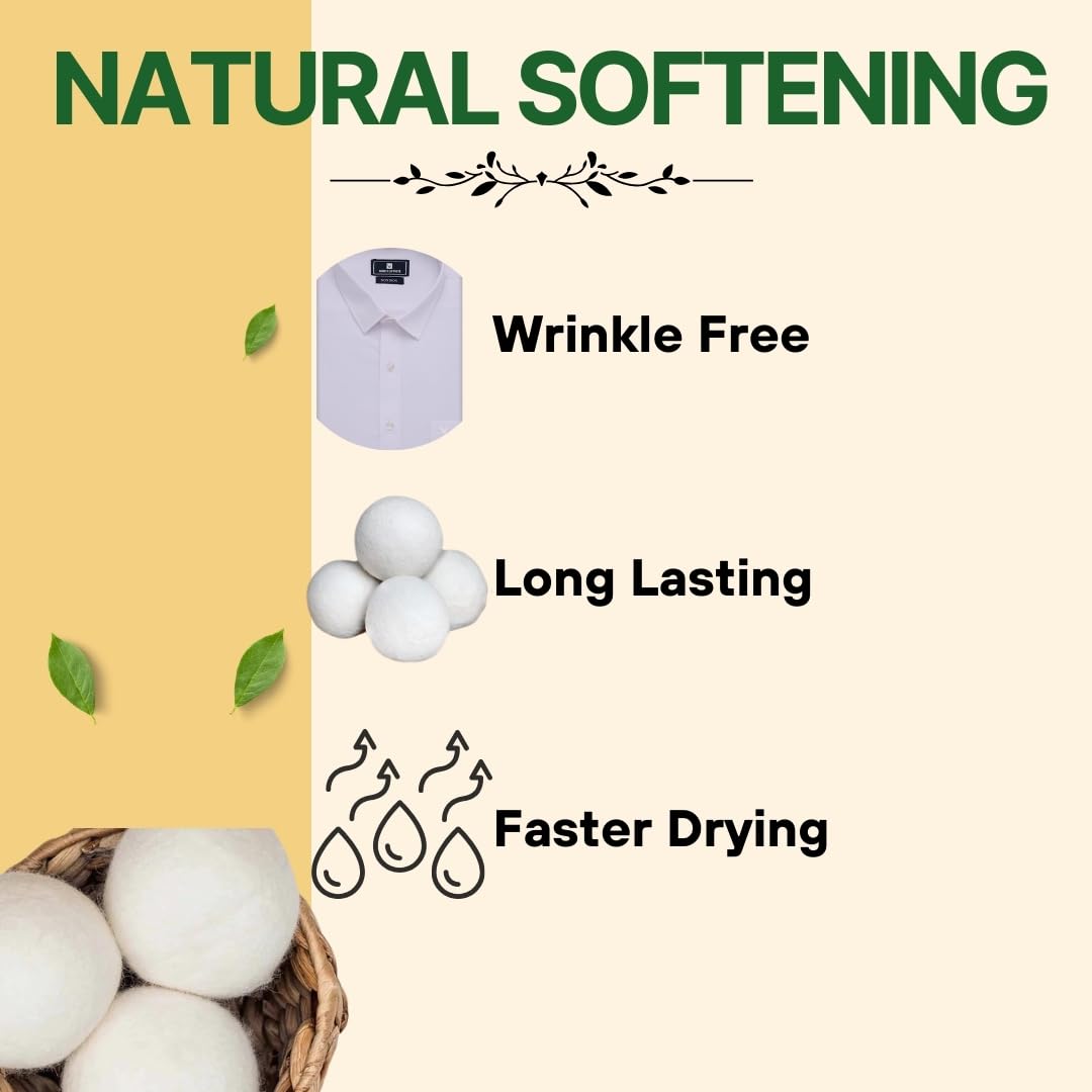 SEDLAV Natural Wool Dryer Balls - Earth Breeze Laundry Sheets Alternative - Wool Dryer Balls Laundry Reusable - Reduces Wrinkles, Energy Saving (4)