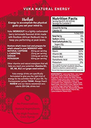 Vuka Berry Lemonade Workout Energy Drink, 16 FZ