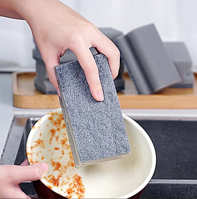 Multifunction Scrub Sponge Protects Nails and Fingers - Sponges for Cleaning Remove Tough Stains, Grease, Residue (Gray 13 * 7 * 4.3cm 3 pcs)