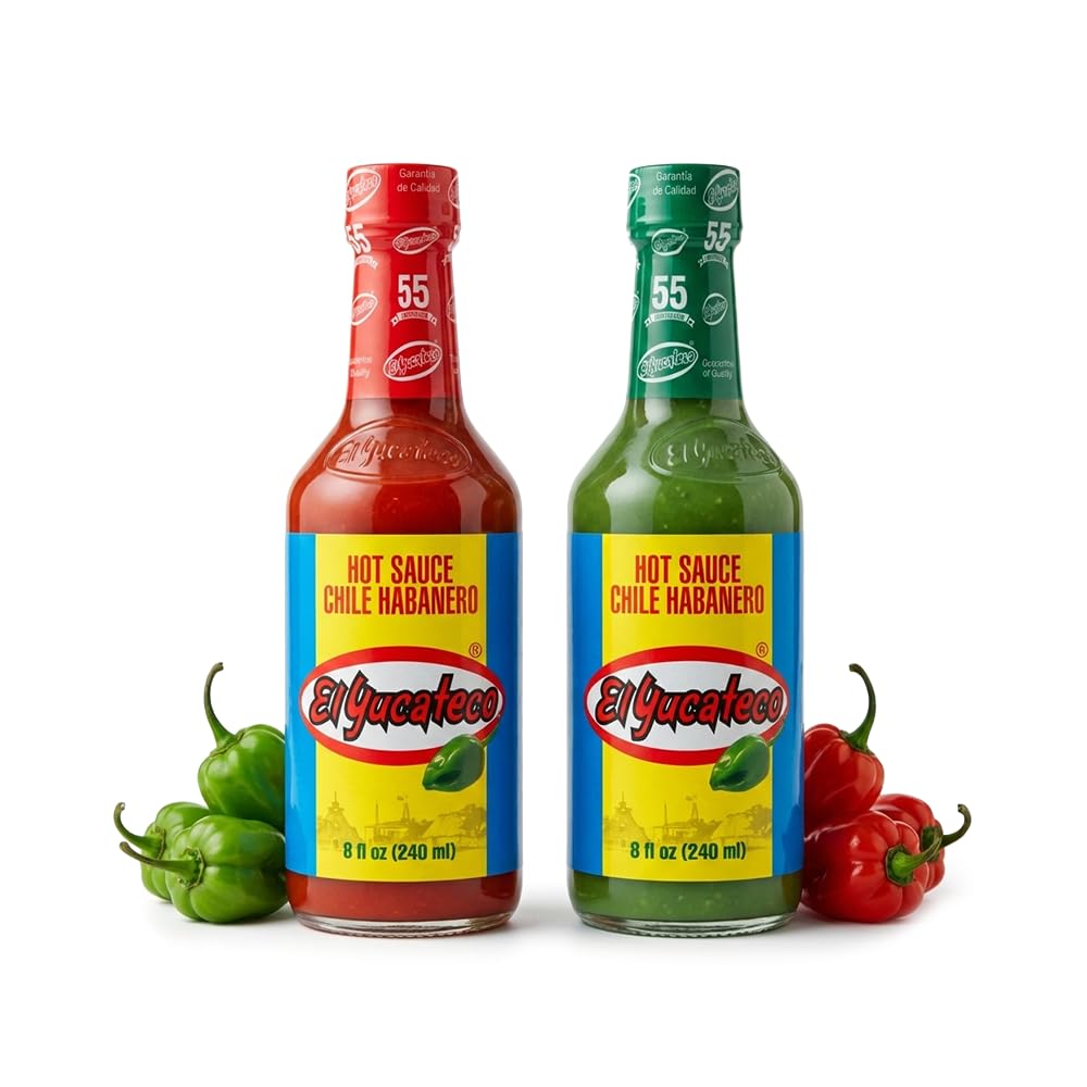 El Yucateco Habanero Hot Sauce Variety Pack, Green and Red Chile Habanero Salsa Picante