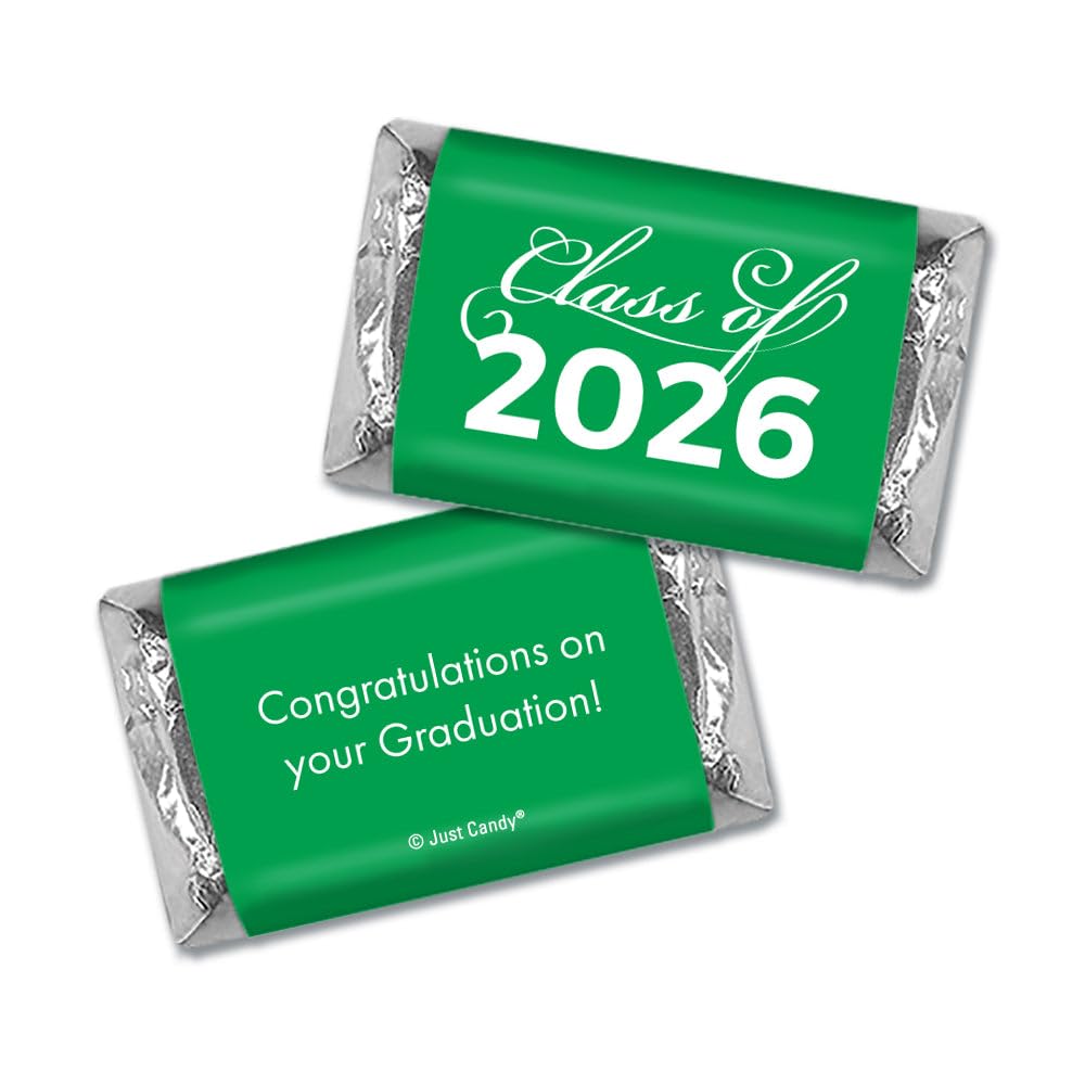 34 Pcs Green Graduation Class Of 2026 Chocolate Miniatures (10oz Bag)