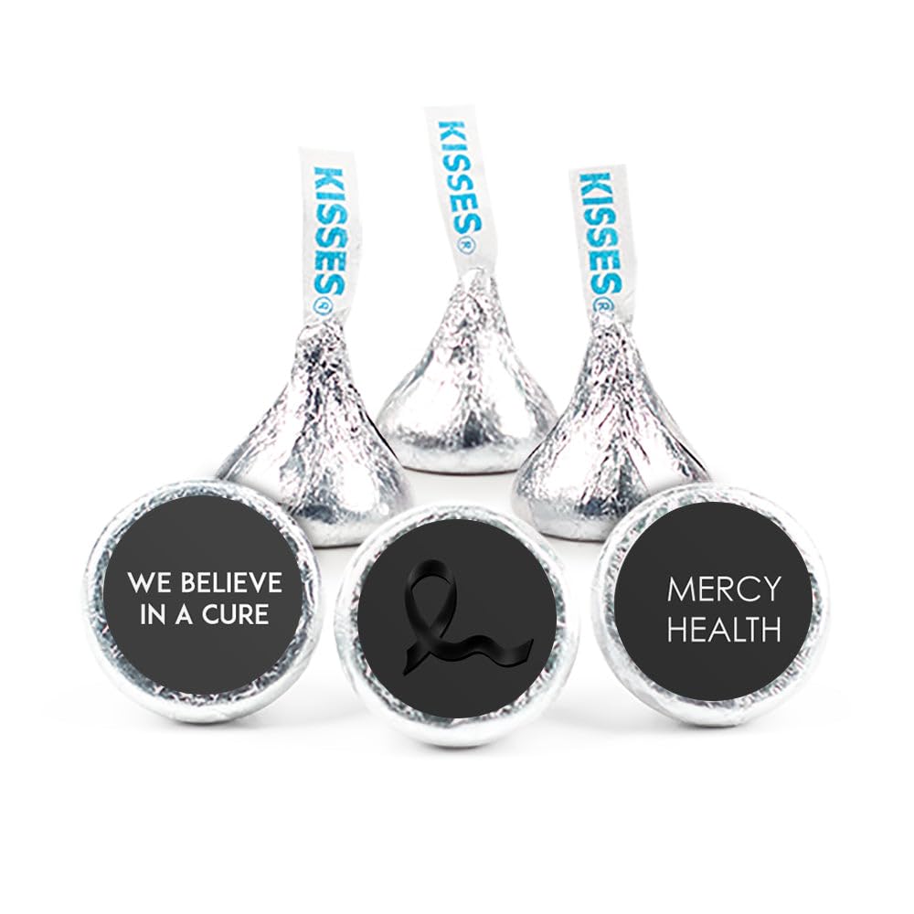 324ct Personalized Black Ribbon Melanoma Cancer Awareness Kiss Stickers