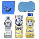 BAR KEEPERS FRIEND Cleanser Trio - Mega Bundle (21 Oz Cleanser and Polish Powder | 26 Oz Liquid Soft Cleanser | 13 Oz Cooktop Cleaner) Plus 1 Foxtrot