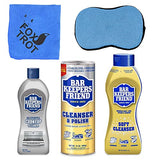 BAR KEEPERS FRIEND Cleanser Trio - Mega Bundle (21 Oz Cleanser and Polish Powder | 26 Oz Liquid Soft Cleanser | 13 Oz Cooktop Cleaner) Plus 1 Foxtrot