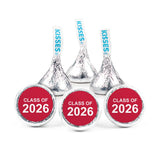 324ct Red Class Of 2026 Graduation Stickers Fitting Kisses, Mints And Mini Peanut Butter Cups For DIY Party Favors And Party Decorations (3/4-Inch