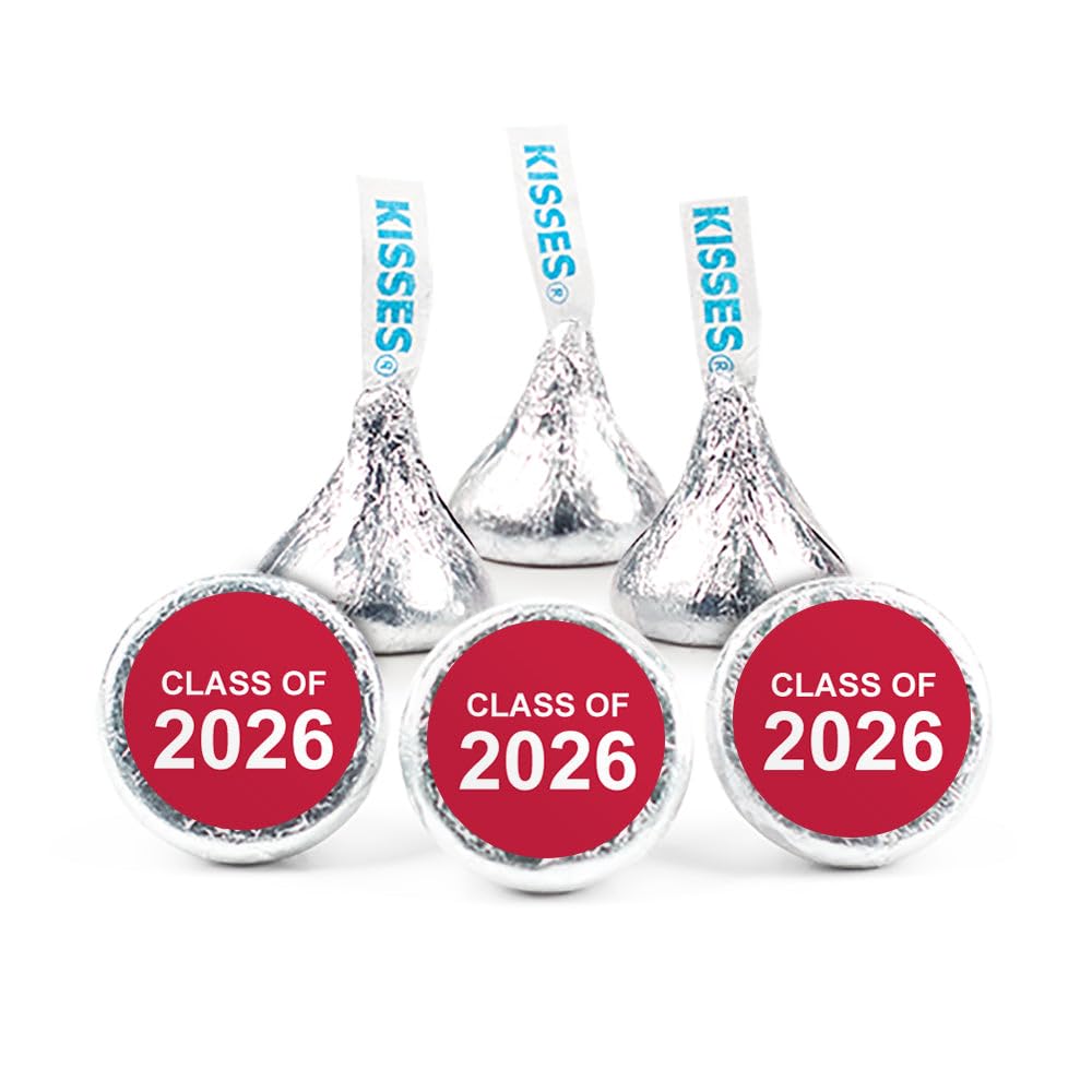 324ct Red Class Of 2026 Graduation Stickers Fitting Kisses, Mints And Mini Peanut Butter Cups For DIY Party Favors And Party Decorations (3/4-Inch