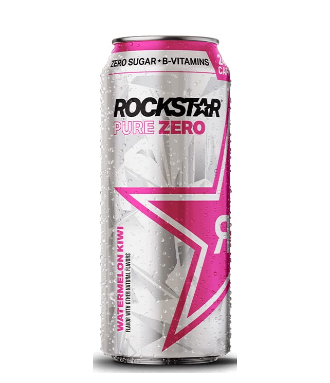 Rockstar Pure Zero Energy Drink Variety- Silver Ice, Pure Zero Punched,#TMGS, Watermelon - 16fl.oz. (Pack of 16)