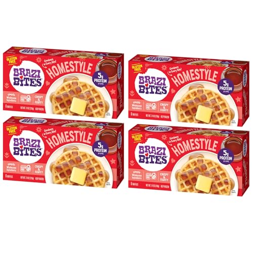 Brazi Bites Gluten-Free Homestyle Waffles | Six-count cartons (4-pack)