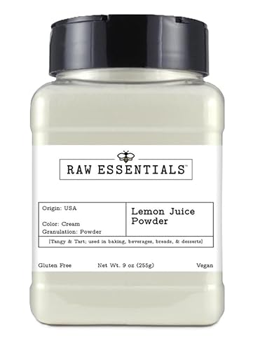 Raw Essentials Lemon Juice Powder - Tangy Citrus Flavor for Baking, Seasoning, Beverages, and More - Gluten Free and Vegan - 9 oz