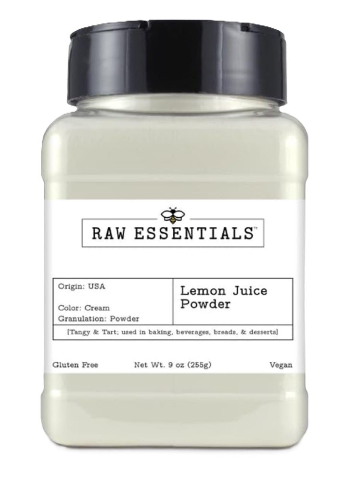 Raw Essentials Lemon Juice Powder - Tangy Citrus Flavor for Baking, Seasoning, Beverages, and More - Gluten Free and Vegan - 9 oz