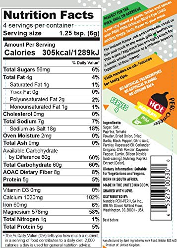 Nando's PERi-PERi Medium Dry Rub - BBQ Seasoning Instant Flavor with a Blend of Garlic, Herbs and Spices with PERi-Peri 25g Bags (5PK)