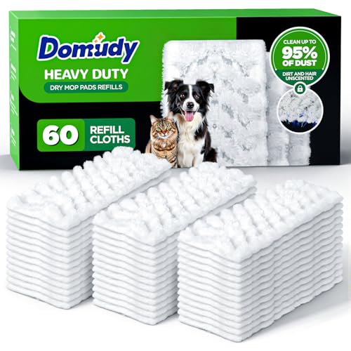 60 Count Heavy Duty Dry Sweeping Cloths Refills for Swiffer Sweeper Mop, Deep Clean Sweeper Pet Mop Pads for Multi Surface Floor Mopping & Cleaning