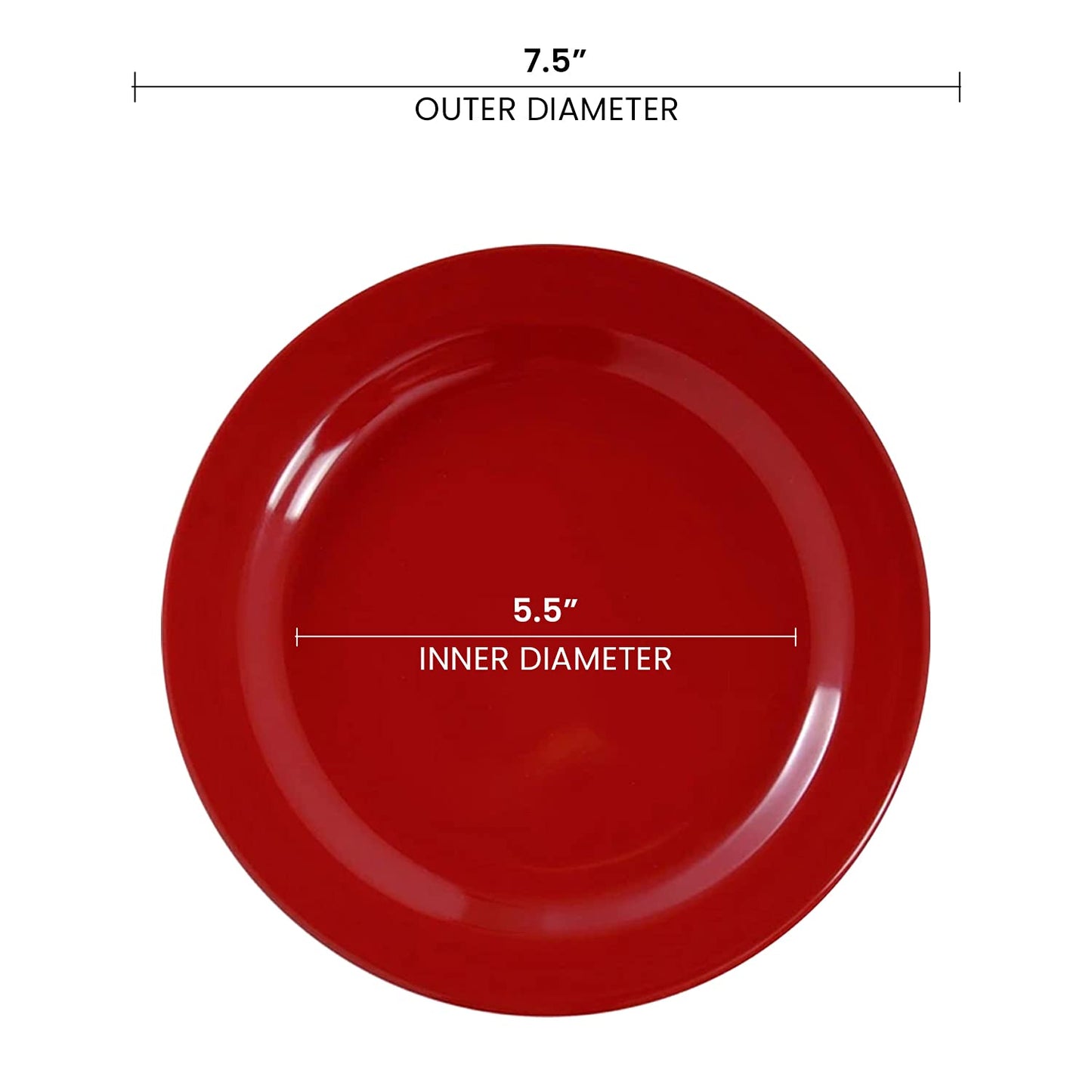Smarty Had A Party - Premium 7.5 Inch Red Disposable Salad and Dessert Plates - 120 Count Heavy Duty BPA-Free Plastic Plates, Recyclable Party Plates