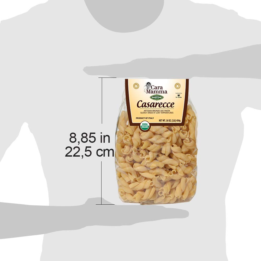 Mantova Organic Italian Specialty Pasta, Caserecce (2 packs of 1 lb. each) - Artisan Pasta, Non-GMO, Vegan, and Imported From Italy, Premium Quality