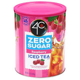4C Zero Sugar Powdered Drink Mix Cannisters, Zero Sugar Raspberry Iced Tea, 45 Quarts, Family Sized Cannister, Low Calorie, Thirst Quenching Flavors